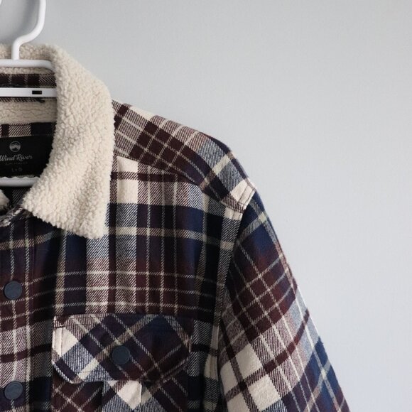 Wind River Men's Sz L HyperDri Sherpa Lined Collared Flannel Elbow Patch Jacket - Picture 5 of 16